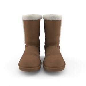 Michael Kors Girls Brown Faux Fur Winter Boots Size 5 MK Logo Cozy Lined